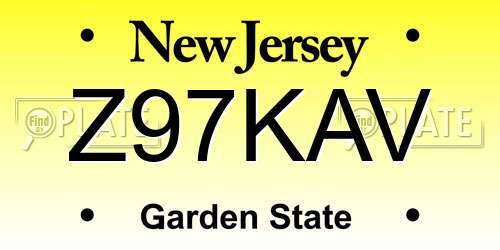 Z97KAV New Jersey License Plate