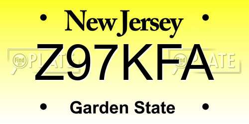 Z97KFA New Jersey License Plate