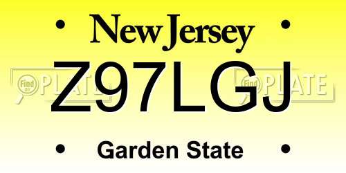 Z97LGJ New Jersey License Plate