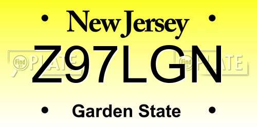 Z97LGN New Jersey License Plate