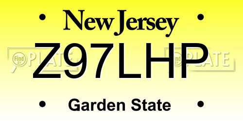 Z97LHP New Jersey License Plate