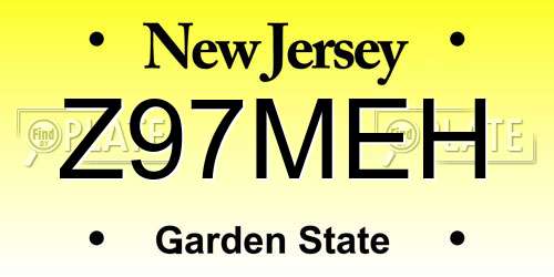 Z97MEH New Jersey License Plate