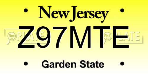 Z97MTE New Jersey License Plate