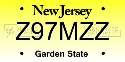 Z97MZZ New Jersey License Plate