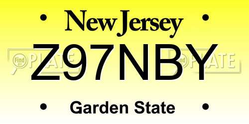 Z97NBY New Jersey License Plate