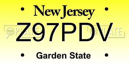 Z97PDV New Jersey License Plate