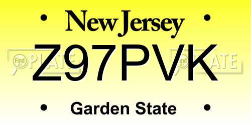 Z97PVK New Jersey License Plate
