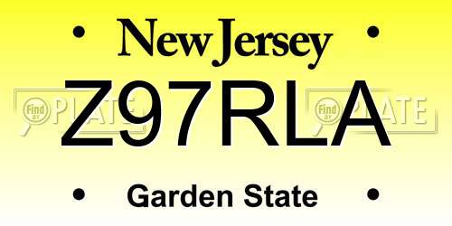 Z97RLA New Jersey License Plate