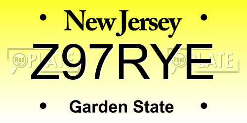 Z97RYE New Jersey License Plate