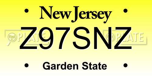 Z97SNZ New Jersey License Plate