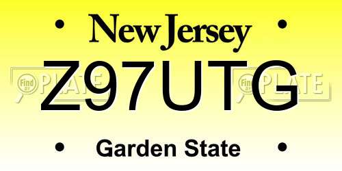 Z97UTG New Jersey License Plate