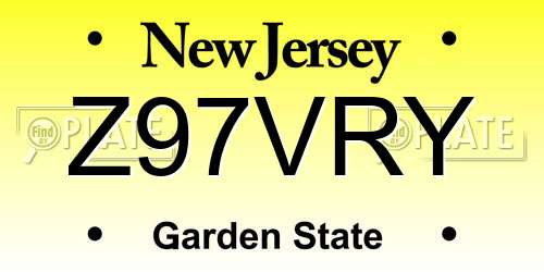 Z97VRY New Jersey License Plate