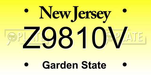 Z9810V New Jersey License Plate