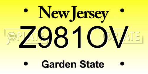 Z981OV New Jersey License Plate