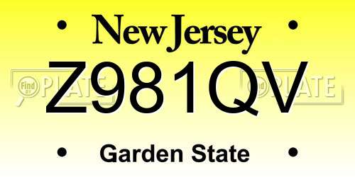Z981QV New Jersey License Plate