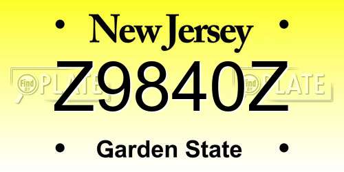 Z9840Z New Jersey License Plate