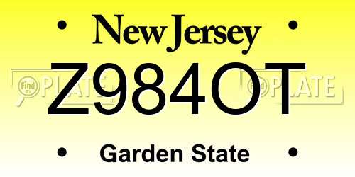 Z984OT New Jersey License Plate