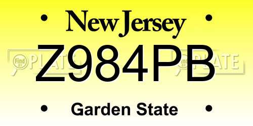 Z984PB New Jersey License Plate