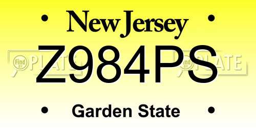 Z984PS New Jersey License Plate