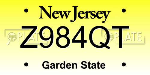 Z984QT New Jersey License Plate