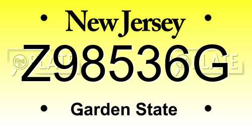 Z98536G New Jersey License Plate