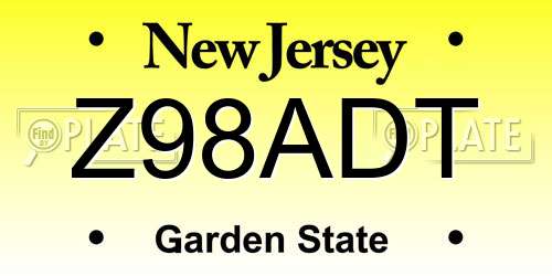 Z98ADT New Jersey License Plate