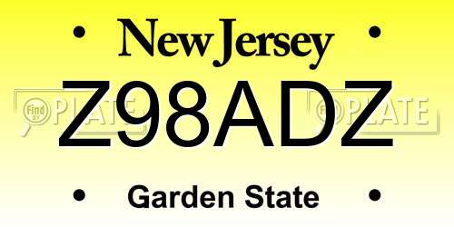 Z98ADZ New Jersey License Plate