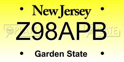 Z98APB New Jersey License Plate