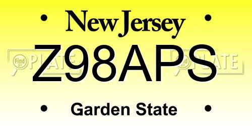 Z98APS New Jersey License Plate