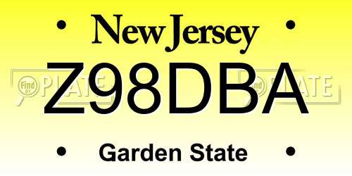 Z98DBA New Jersey License Plate