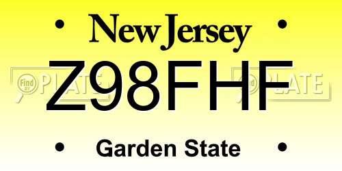 Z98FHF New Jersey License Plate