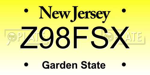 Z98FSX New Jersey License Plate