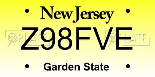 Z98FVE New Jersey License Plate