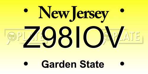 Z98IOV New Jersey License Plate