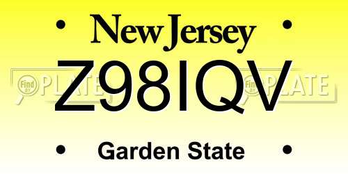 Z98IQV New Jersey License Plate