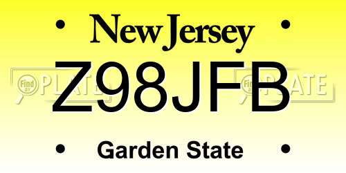 Z98JFB New Jersey License Plate
