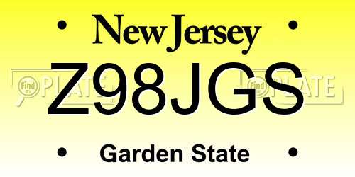 Z98JGS New Jersey License Plate