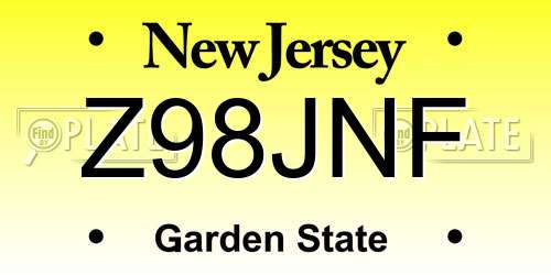 Z98JNF New Jersey License Plate