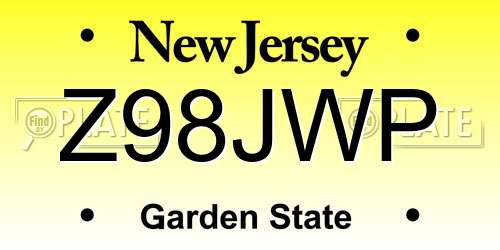 Z98JWP New Jersey License Plate