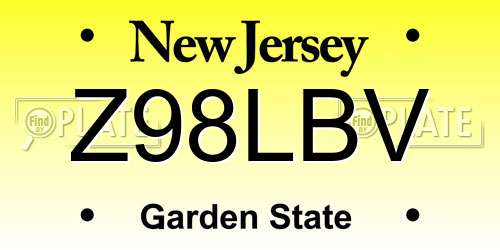 Z98LBV New Jersey License Plate