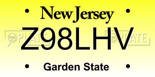 Z98LHV New Jersey License Plate
