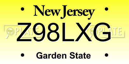Z98LXG New Jersey License Plate