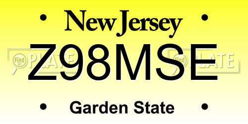 Z98MSE New Jersey License Plate