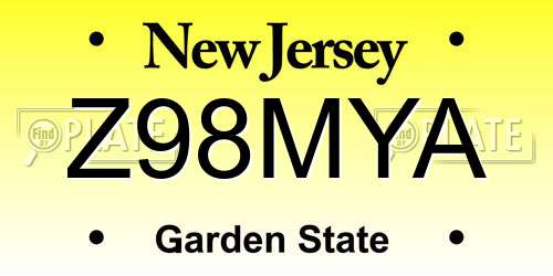 Z98MYA New Jersey License Plate