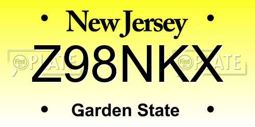 Z98NKX New Jersey License Plate