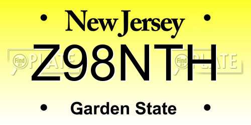 Z98NTH New Jersey License Plate