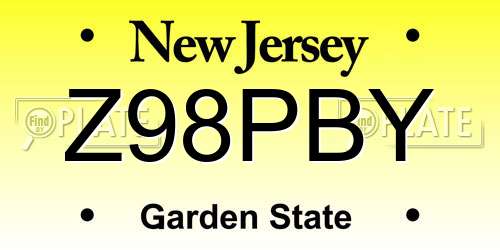 Z98PBY New Jersey License Plate