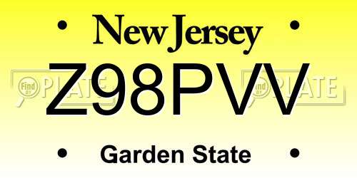 Z98PVV New Jersey License Plate