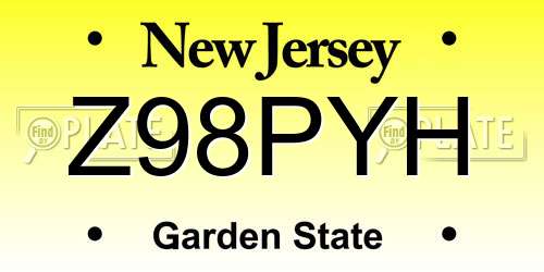 Z98PYH New Jersey License Plate