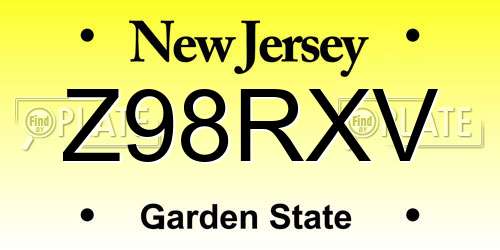 Z98RXV New Jersey License Plate